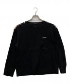 BLACK LABEL CRESTBRIDGEブラックレーベル クレストブリッジ）の古着「デザイン切り替え ロゴプリント ロングスリーブカットソー」｜ブラック