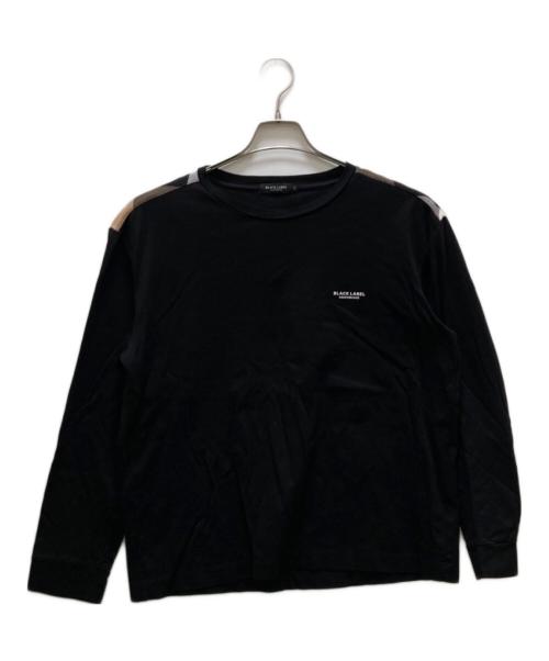 BLACK LABEL CRESTBRIDGE（ブラックレーベル クレストブリッジ）BLACK LABEL CRESTBRIDGE (ブラックレーベル クレストブリッジ) デザイン切り替え ロゴプリント ロングスリーブカットソー ブラック サイズ:LLの古着・服飾アイテム