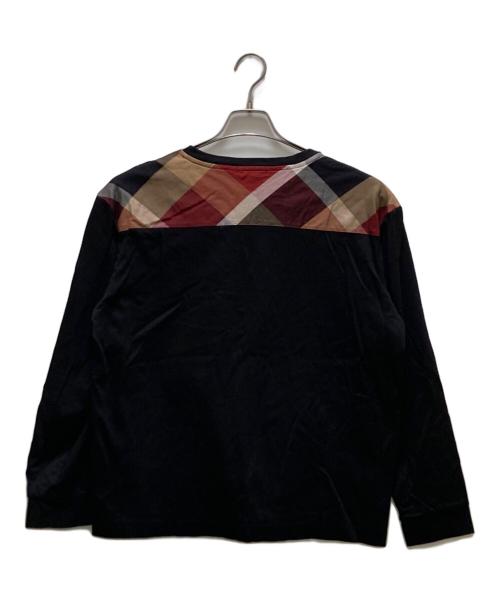 BLACK LABEL CRESTBRIDGE（ブラックレーベル クレストブリッジ）BLACK LABEL CRESTBRIDGE (ブラックレーベル クレストブリッジ) デザイン切り替え ロゴプリント ロングスリーブカットソー ブラック サイズ:LLの古着・服飾アイテム