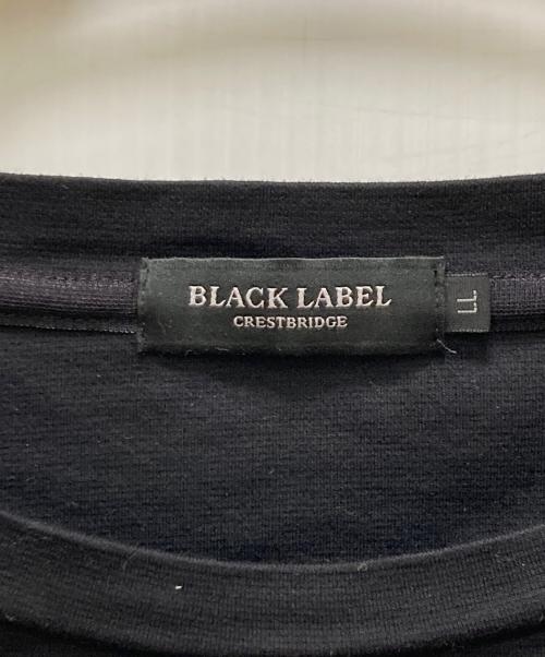 BLACK LABEL CRESTBRIDGE（ブラックレーベル クレストブリッジ）BLACK LABEL CRESTBRIDGE (ブラックレーベル クレストブリッジ) デザイン切り替え ロゴプリント ロングスリーブカットソー ブラック サイズ:LLの古着・服飾アイテム