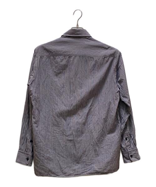 Yohji Yamamoto pour homme（ヨウジヤマモト プールオム）Yohji Yamamoto pour homme (ヨウジヤマモト プールオム) 二重襟ストライプシャツ ネイビー×ホワイト サイズ:2の古着・服飾アイテム