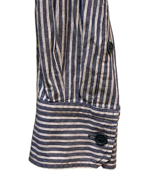 Yohji Yamamoto pour homme（ヨウジヤマモト プールオム）Yohji Yamamoto pour homme (ヨウジヤマモト プールオム) 二重襟ストライプシャツ ネイビー×ホワイト サイズ:2の古着・服飾アイテム