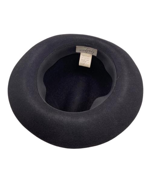 Yohji Yamamoto pour homme（ヨウジヤマモト プールオム）Yohji Yamamoto pour homme (ヨウジヤマモト プールオム) 2トーンリボン中折れウールフェドラハット ブラックの古着・服飾アイテム