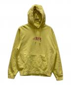 stussyステューシー）の古着「ロゴアップリケプルオーバーパーカー」｜イエロー