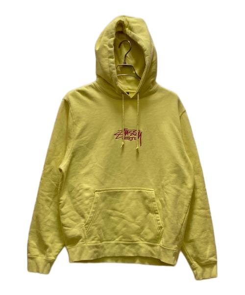 stussy（ステューシー）stussy (ステューシー) ロゴアップリケプルオーバーパーカー イエロー サイズ:Ⅼの古着・服飾アイテム