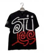 stussyステューシー）の古着「ラスタデカロゴTシャツ」｜ブラック