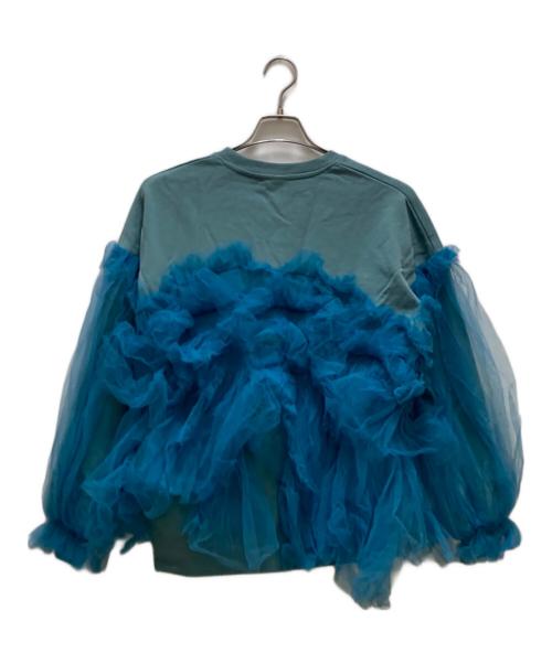 VIVANO（ヴィヴィアーノ）VIVANO (ヴィヴィアーノ) チュールレイヤードクルーネックスウェット グレー×ブルー サイズ:Sの古着・服飾アイテム