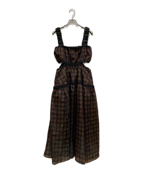 COEL（コエル）COEL (コエル) ウエストカットアウトチェックワンピース ブラウン サイズ:36の古着・服飾アイテム