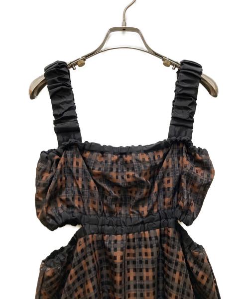 COEL（コエル）COEL (コエル) ウエストカットアウトチェックワンピース ブラウン サイズ:36の古着・服飾アイテム