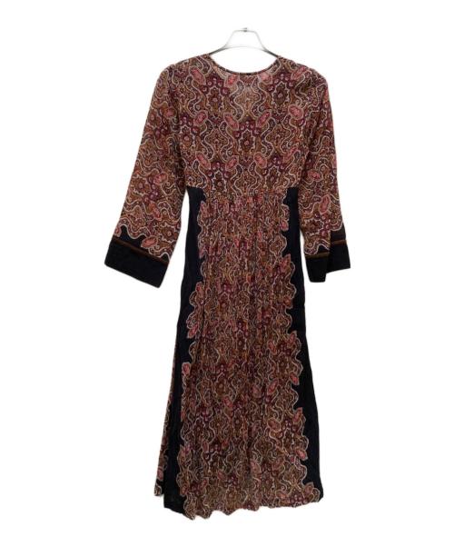 sara mallika（サラマリカ）sara mallika (サラマリカ) 楊柳インド綿×ベロア ペイズリーカフタンワンピース ブラウン サイズ:不明の古着・服飾アイテム