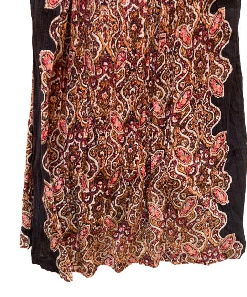 sara mallika（サラマリカ）sara mallika (サラマリカ) 楊柳インド綿×ベロア ペイズリーカフタンワンピース ブラウン サイズ:不明の古着・服飾アイテム
