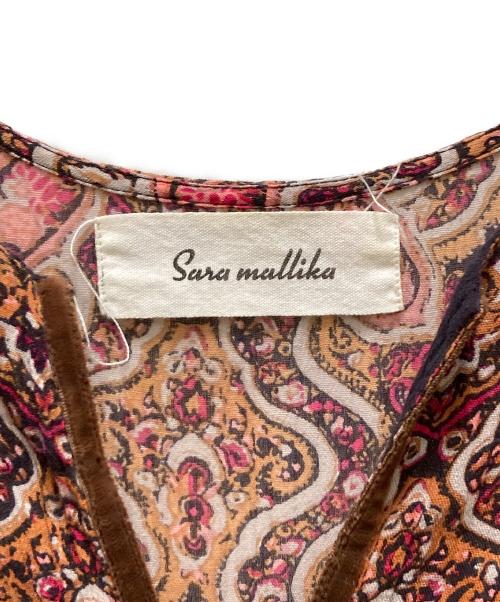 sara mallika（サラマリカ）sara mallika (サラマリカ) 楊柳インド綿×ベロア ペイズリーカフタンワンピース ブラウン サイズ:不明の古着・服飾アイテム