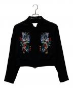 Mame Kurogouchiマメクロゴウチ）の古着「ダブルジップ刺繍ブルゾン」｜ブラック