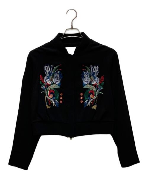 Mame Kurogouchi（マメクロゴウチ）mame kurogouchi (マメクロゴウチ) ダブルジップ刺繍ブルゾン ブラック サイズ:1の古着・服飾アイテム