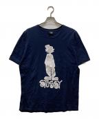 stussyステューシー）の古着「シャドーマン プリントTシャツ」｜ネイビー×ホワイト