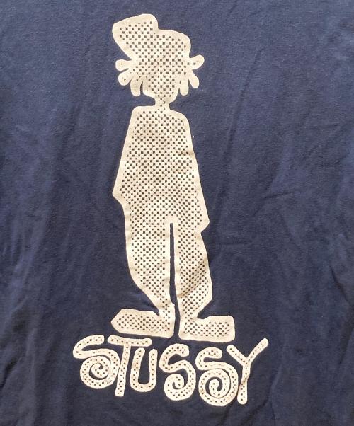 stussy（ステューシー）stussy (ステューシー) シャドーマン プリントTシャツ ネイビー×ホワイト サイズ:Ⅼの古着・服飾アイテム
