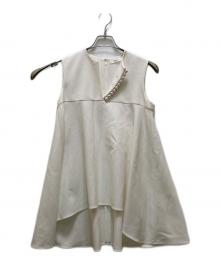 YOKO CHAN（ヨーコチャン）の古着「パールスリットライントップス」｜ホワイト