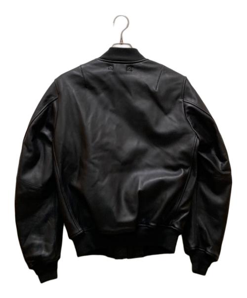 HOUSTON（ヒューストン）HOUSTON (ヒューストン) シープレザーMA-1ジャケット ブラック サイズ:Ⅼの古着・服飾アイテム