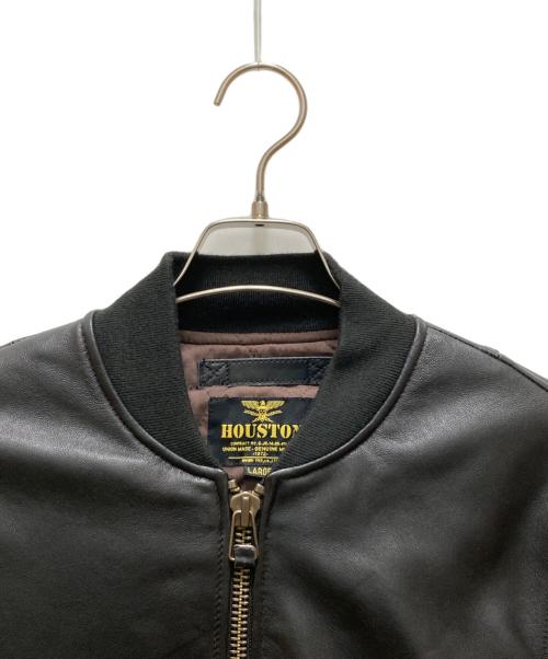 HOUSTON（ヒューストン）HOUSTON (ヒューストン) シープレザーMA-1ジャケット ブラック サイズ:Ⅼの古着・服飾アイテム