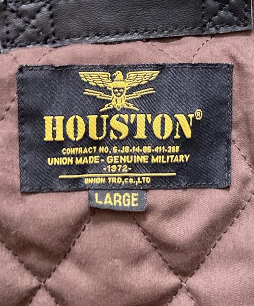 HOUSTON（ヒューストン）HOUSTON (ヒューストン) シープレザーMA-1ジャケット ブラック サイズ:Ⅼの古着・服飾アイテム