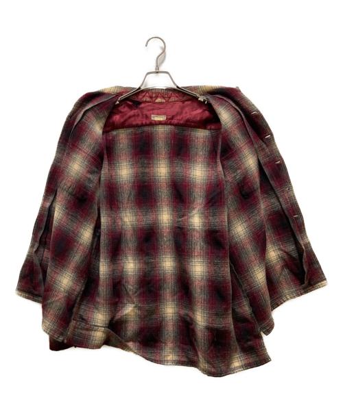 McGREGOR（マックレガー）McGREGOR (マックレガー) 50s オンブレチェックウールオープンカラーシャツ ベージュ×レッド サイズ:Freeの古着・服飾アイテム