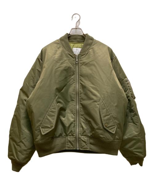 stussy（ステューシー）stussy (ステューシー) リバーシブルボンバージャケット グリーン サイズ:Lの古着・服飾アイテム