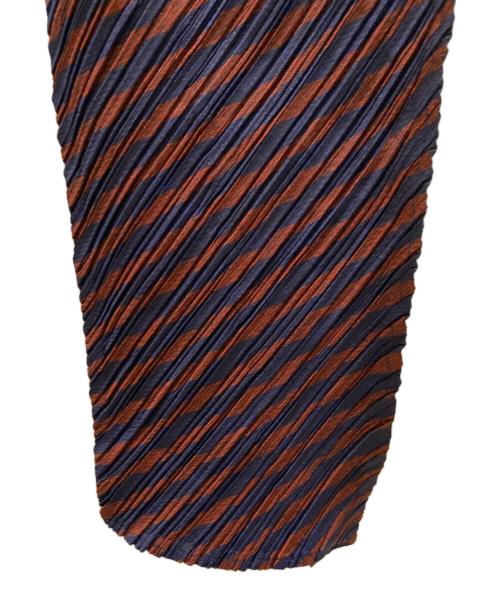 PLEATS PLEASE（プリーツプリーズ）PLEATS PLEASE (プリーツプリーズ) 変形プリーツパンツ ネイビー×ブラウン サイズ:3の古着・服飾アイテム