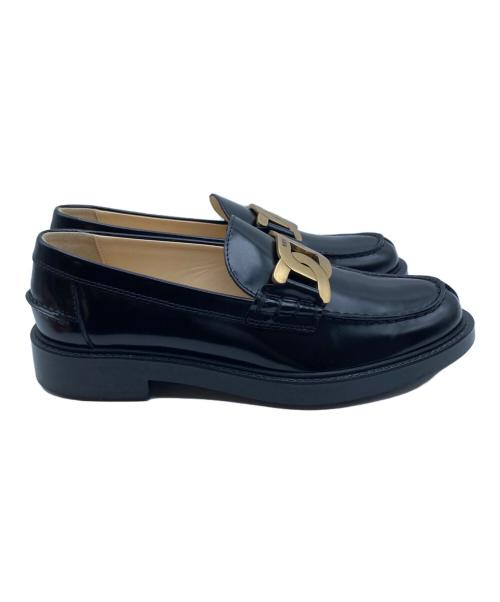 TOD'S（トッズ）TOD'S (トッズ) オックスフォード ケイトレザーローファー ブラック サイズ:37の古着・服飾アイテム