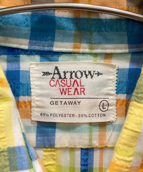 ARROW（アロー）ARROW (アロー) 70s コットンポリチェックシャツ イエロー サイズ:Ⅼの古着・服飾アイテム