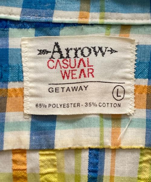 ARROW（アロー）ARROW (アロー) 70s コットンポリチェックシャツ イエロー サイズ:Ⅼの古着・服飾アイテム