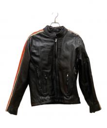 HOT LETHERS（ホットレザーズ）の古着「ライナー付きモーターサイクルレザージャケット」｜ブラック