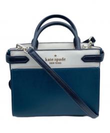 Kate Spade（ケイトスペード）の古着「ステイシー カラーブロック スモール サッチェル」｜グリーン×ホワイト