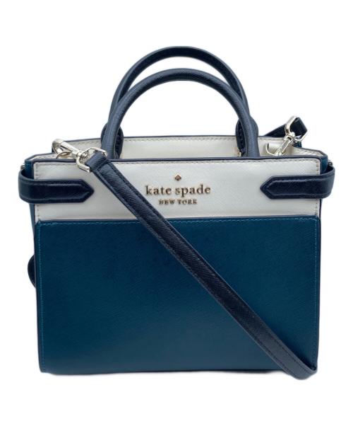 Kate Spade（ケイトスペード）Kate Spade (ケイトスペード) ステイシー カラーブロック スモール サッチェル グリーン×ホワイトの古着・服飾アイテム
