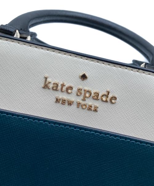 Kate Spade（ケイトスペード）Kate Spade (ケイトスペード) ステイシー カラーブロック スモール サッチェル グリーン×ホワイトの古着・服飾アイテム