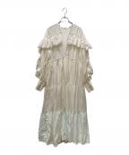 anuansアニュアンス）の古着「リンクルラッフルワンピース」｜ホワイト