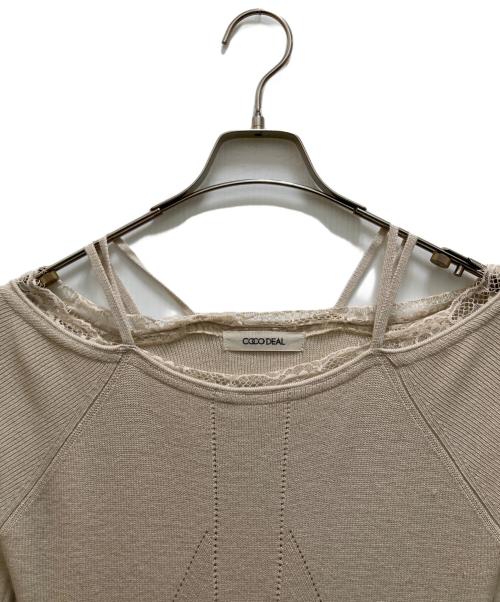 COCODEAL（ココディール）COCODEAL (ココディール) レースディティールオフショルニットワンピース ベージュ サイズ:２の古着・服飾アイテム