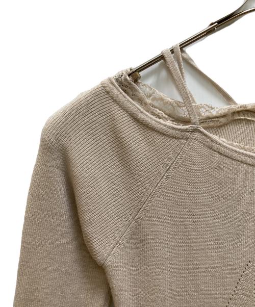 COCODEAL（ココディール）COCODEAL (ココディール) レースディティールオフショルニットワンピース ベージュ サイズ:２の古着・服飾アイテム