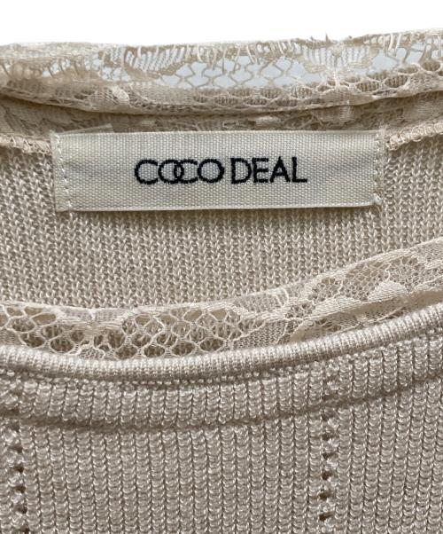 COCODEAL（ココディール）COCODEAL (ココディール) レースディティールオフショルニットワンピース ベージュ サイズ:２の古着・服飾アイテム