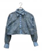 MAISON SPECIALメゾンスペシャル）の古着「エンブロイダリーレースショートシャツ」｜ブルー