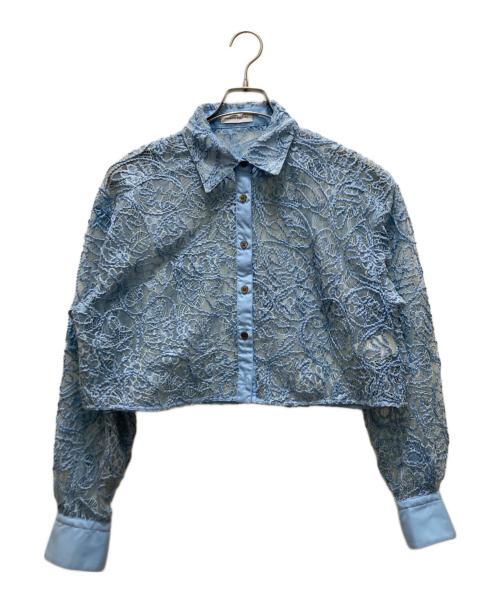 MAISON SPECIAL（メゾンスペシャル）MAISON SPECIAL (メゾンスペシャル) エンブロイダリーレースショートシャツ ブルー サイズ:freeの古着・服飾アイテム