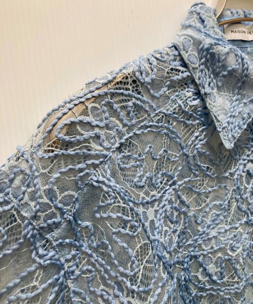 MAISON SPECIAL（メゾンスペシャル）MAISON SPECIAL (メゾンスペシャル) エンブロイダリーレースショートシャツ ブルー サイズ:freeの古着・服飾アイテム
