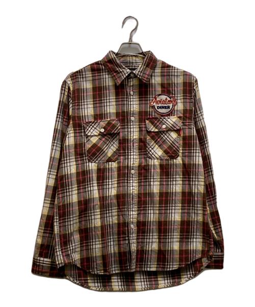 AVIREX（アヴィレックス）AVIREX (アヴィレックス) Check Work Shirt ブラウン サイズ:Lの古着・服飾アイテム