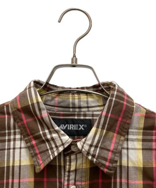 AVIREX（アヴィレックス）AVIREX (アヴィレックス) Check Work Shirt ブラウン サイズ:Lの古着・服飾アイテム