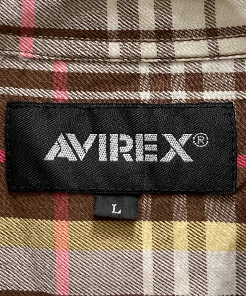 AVIREX（アヴィレックス）AVIREX (アヴィレックス) Check Work Shirt ブラウン サイズ:Lの古着・服飾アイテム