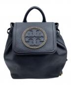 TORY BURCHトリーバーチ）の古着「レザーロゴリュックサック」｜ブラック