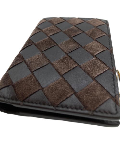 BOTTEGA VENETA（ボッテガベネタ）BOTTEGA VENETA (ボッテガベネタ) イントレチャート レザー スウェード ミニ財布 ブラウンの古着・服飾アイテム