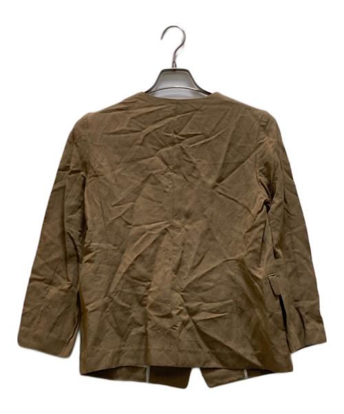 ANAYI（アナイ）ANAYI (アナイ) レーヨン麻ツイルVノーカラージャケット ベージュ サイズ:38の古着・服飾アイテム