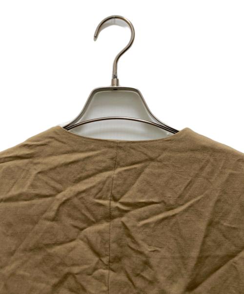 ANAYI（アナイ）ANAYI (アナイ) レーヨン麻ツイルVノーカラージャケット ベージュ サイズ:38の古着・服飾アイテム