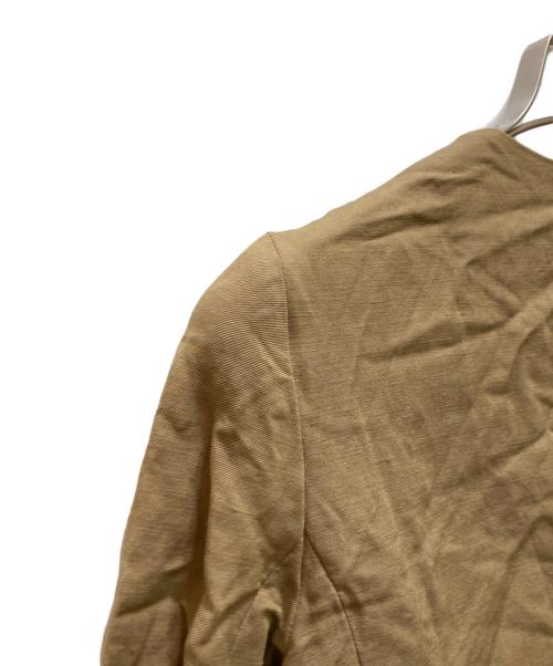 ANAYI（アナイ）ANAYI (アナイ) レーヨン麻ツイルVノーカラージャケット ベージュ サイズ:38の古着・服飾アイテム