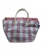 BURBERRY BLUE LABELバーバリー ブルー レーベル）の古着「チェック柄ナイロンハンドバッグ」｜ベージュ